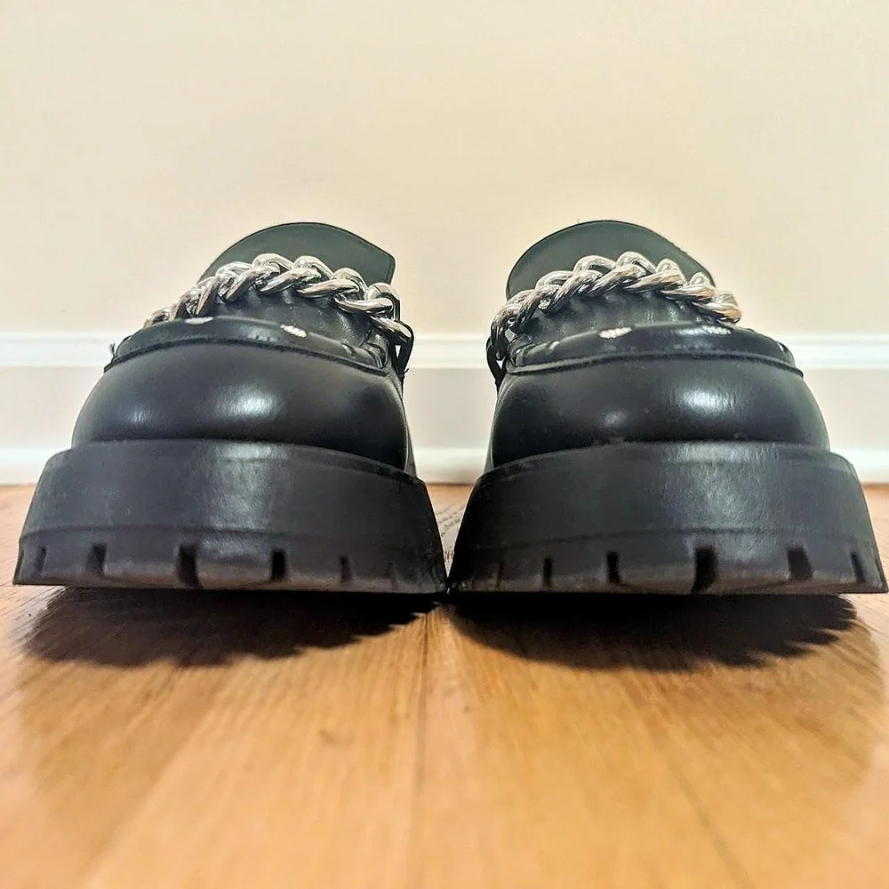 ASOS Black Loafers with Silver Chain Detail - Picture 5 of 8